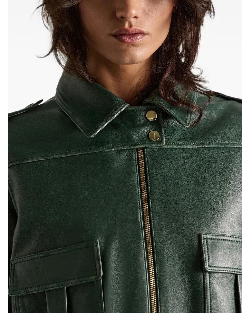 Dorothee Schumacher Green X Leather Jacket