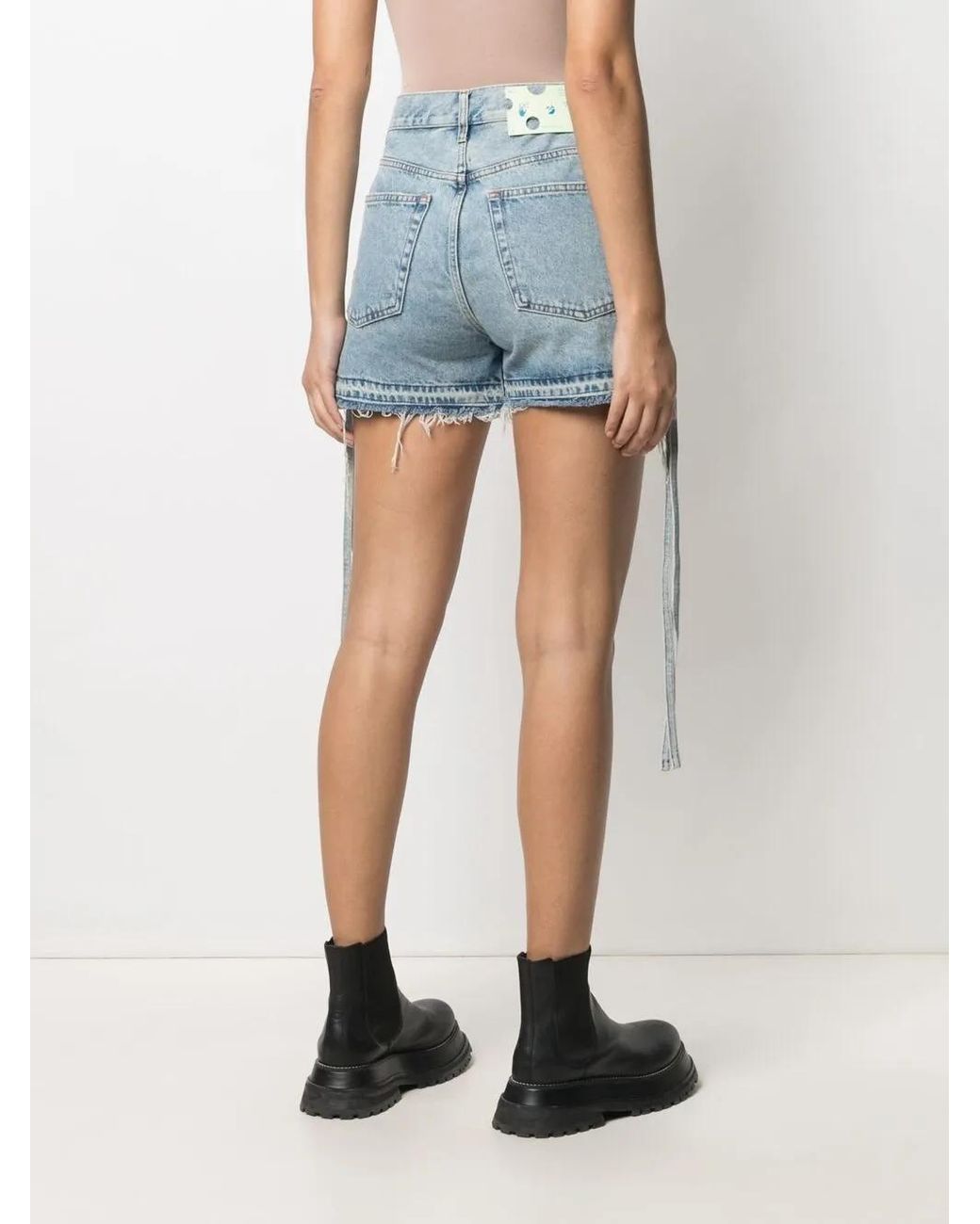 Off-White c/o Virgil Abloh Blue Off White - Jeans Shorts With Details