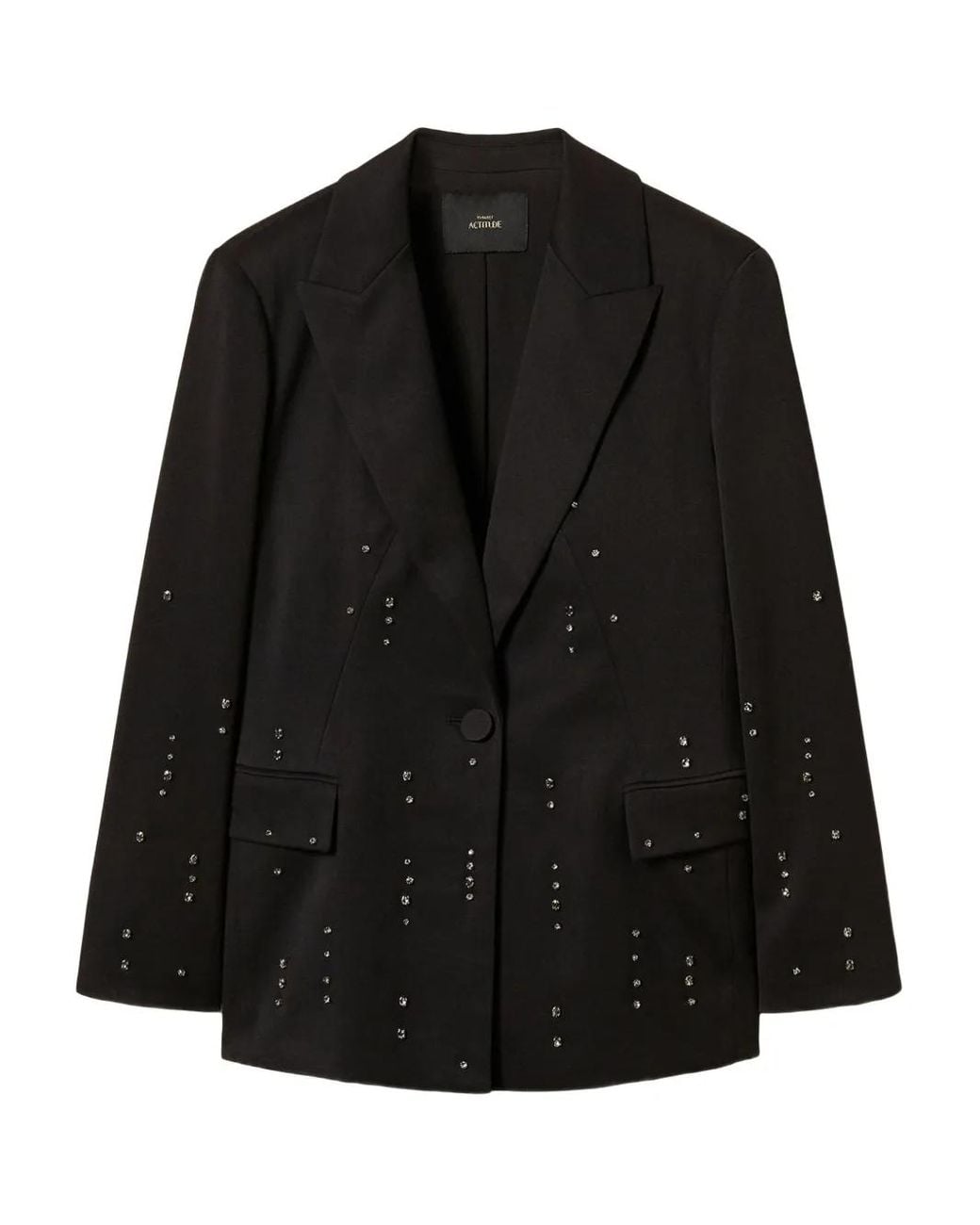 Twinset Black Embellished Crystal Blazer