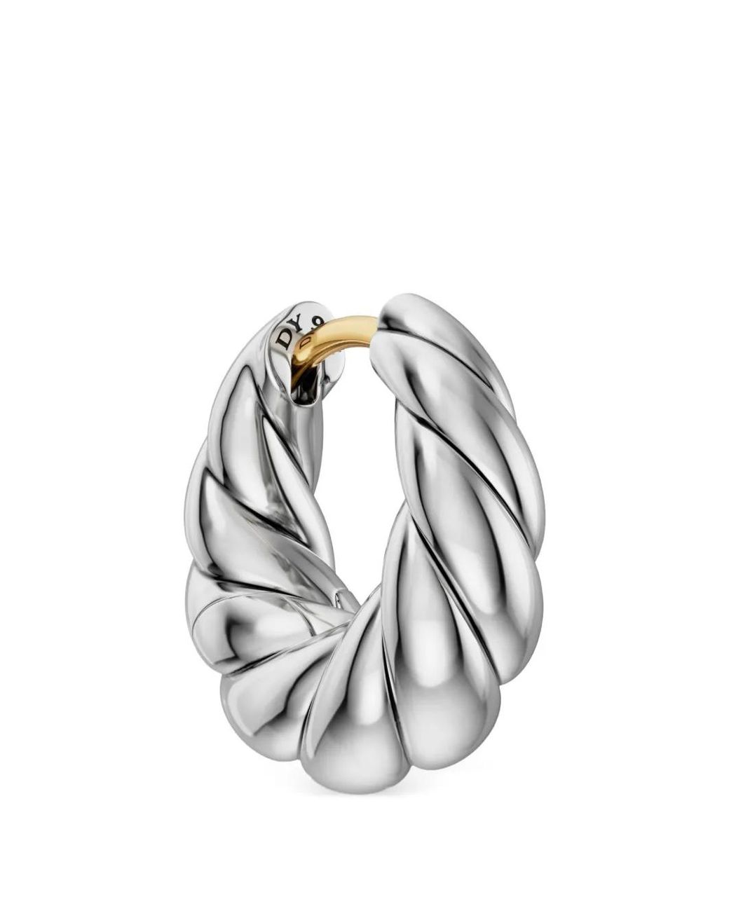 David Yurman White Sculpted Cable Tapered Hoop Earrings