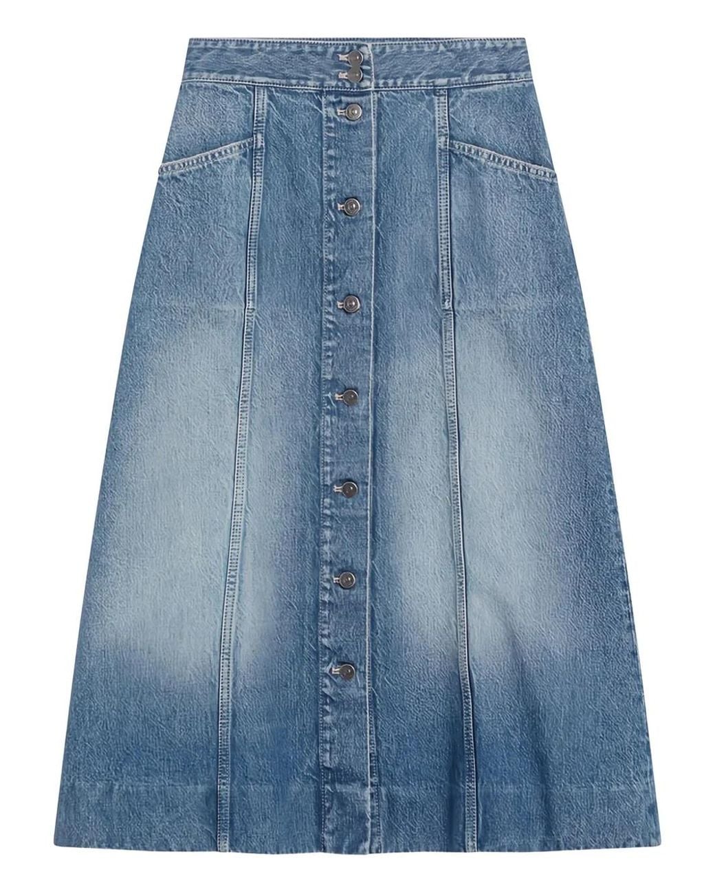 Valentino Garavani Blue Cotton Midi Skirt