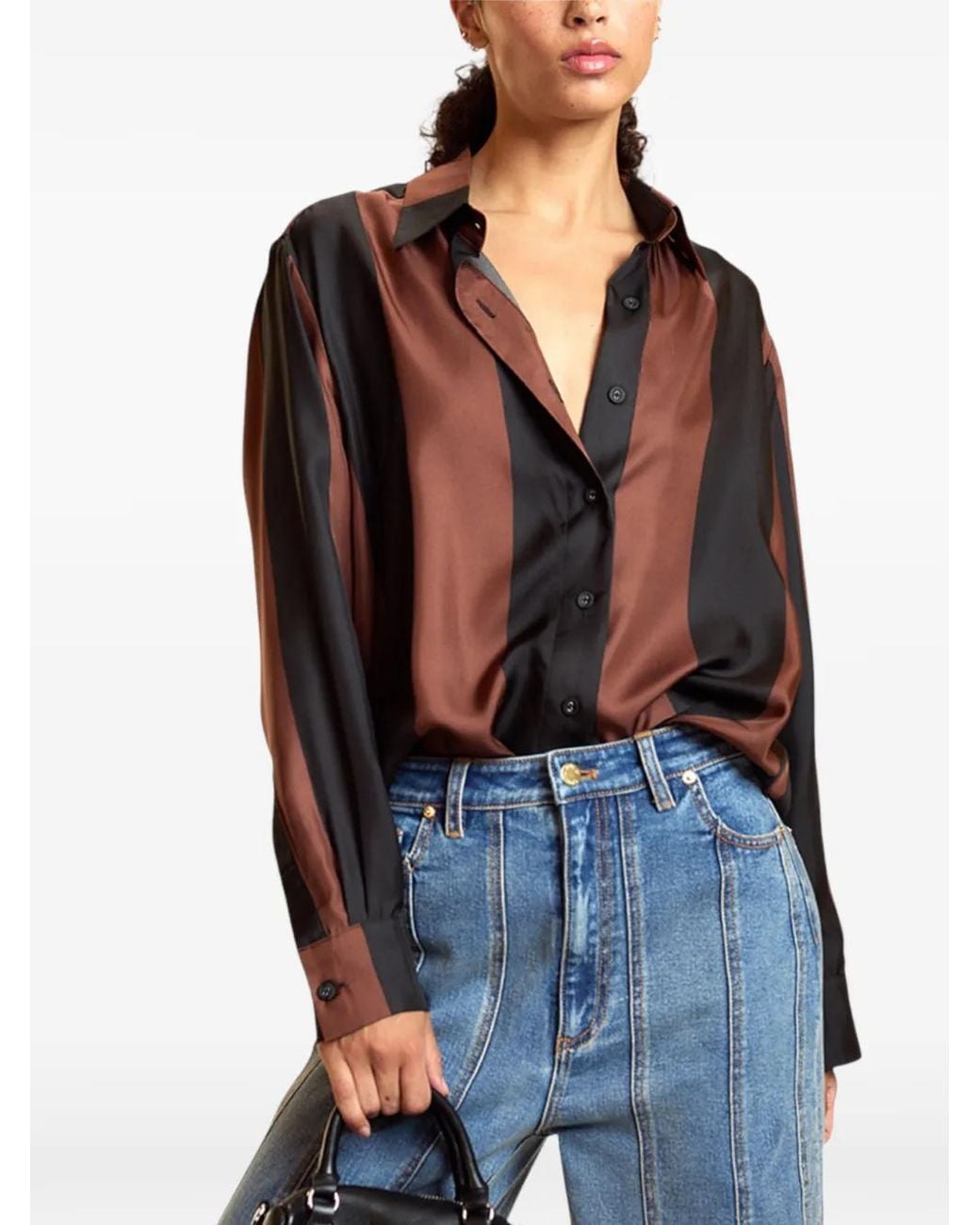Cynthia Rowley Blue Collectible Stripe Silk Shirt