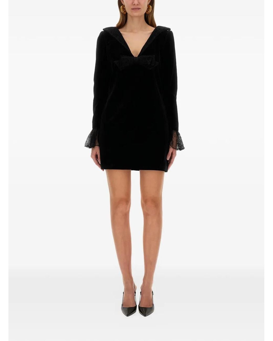 Nina Ricci Lace-Trimmed Mini Dress in Black | Lyst Nina Ricci Lace-Trimmed Mini Dress in Black | Lyst