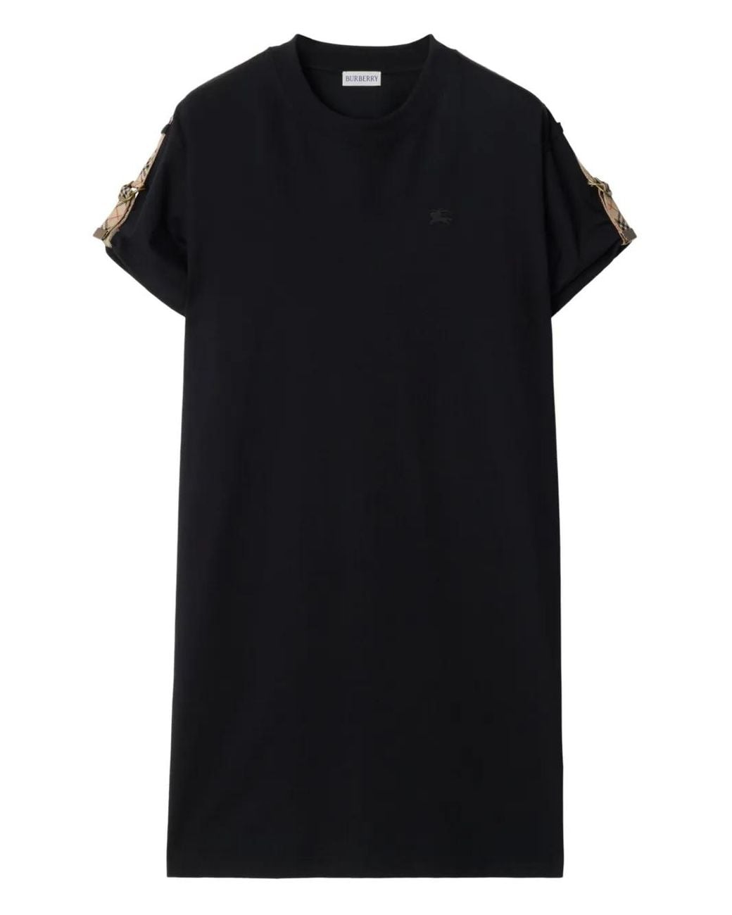 Burberry Black Check Trim Cotton T-Shirt Dress