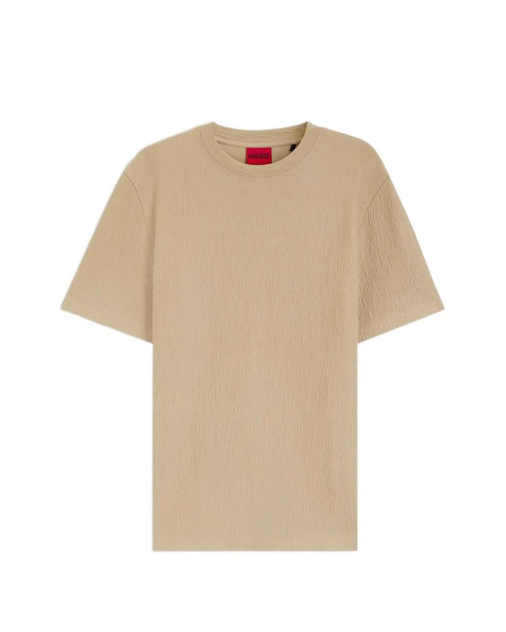 HUGO Natural Cotton-Blend T-Shirt With Creased Effect for men