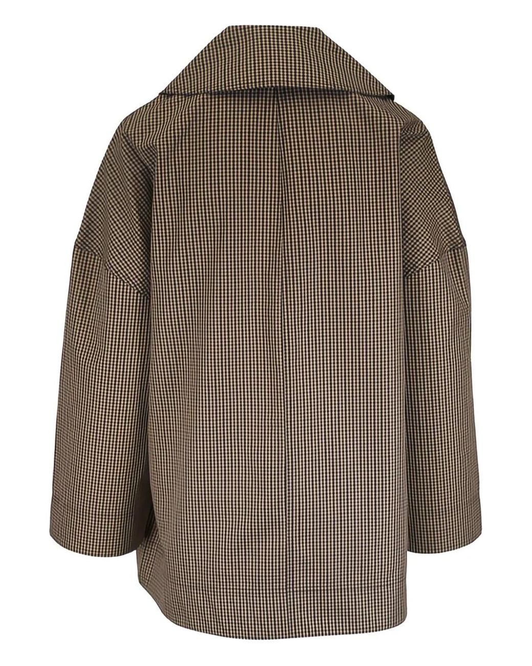Totême Brown Double-Breasted Checked-Pattern Jacket