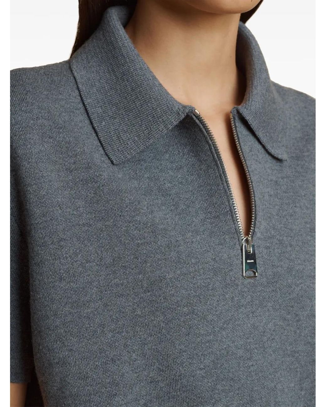 Khaite Gray Guillame Wool Polo Top