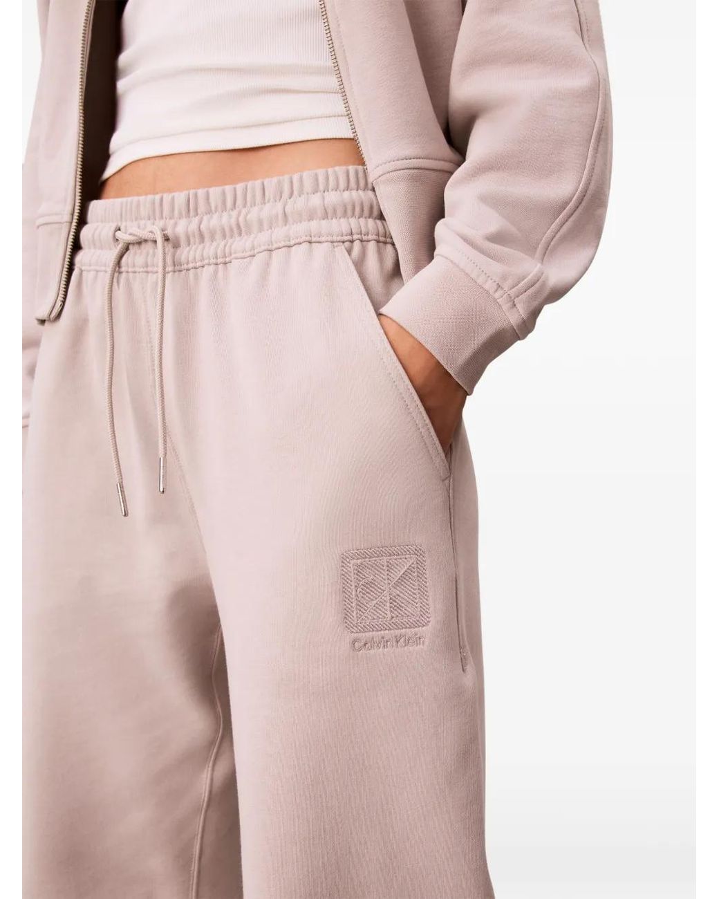 Calvin Klein Pink Logo-Embroidered Drawstring Track Pants