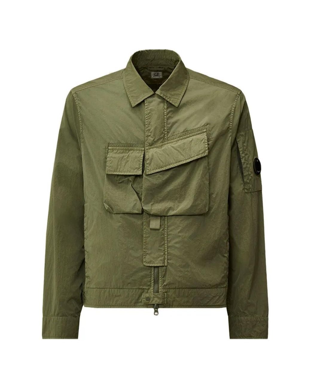 C P Company Green Heavy Chrome-R Zipped Lens Overshirt for men