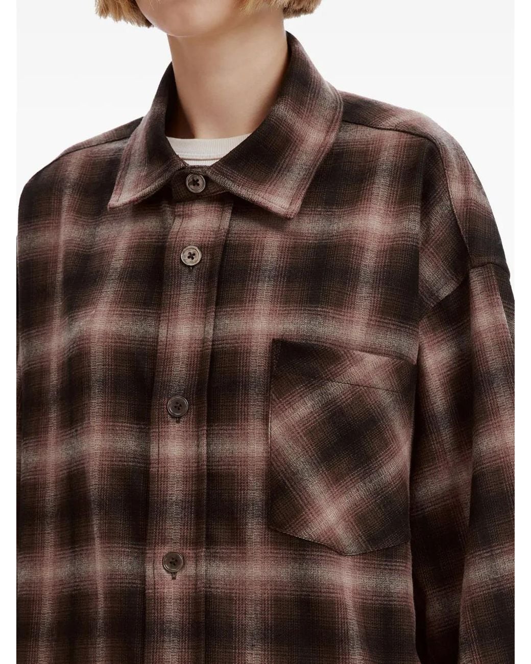 B+ AB Brown Hemdjacke Mit Karomuster