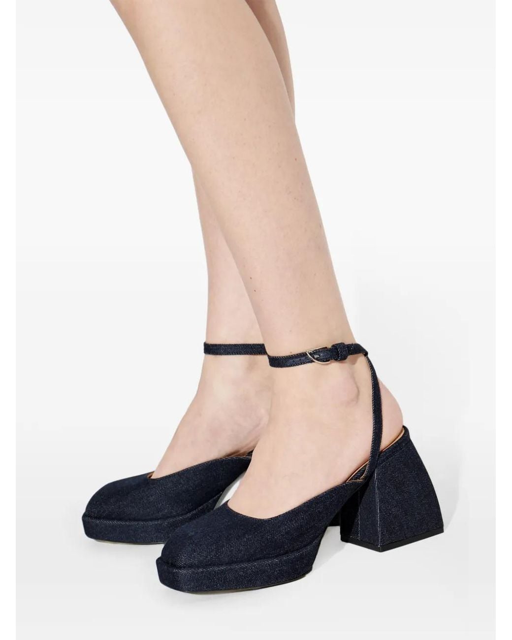 NODALETO White Platform Denim Pumps