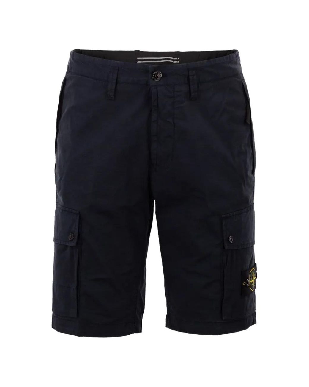 Stone Island Blue Logo-Patch Cargo Shorts for men