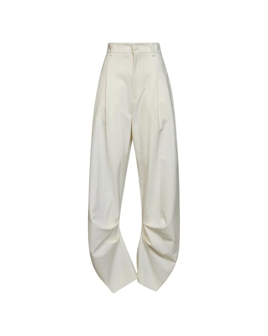 Amen White Pleated Curved-Leg Trousers