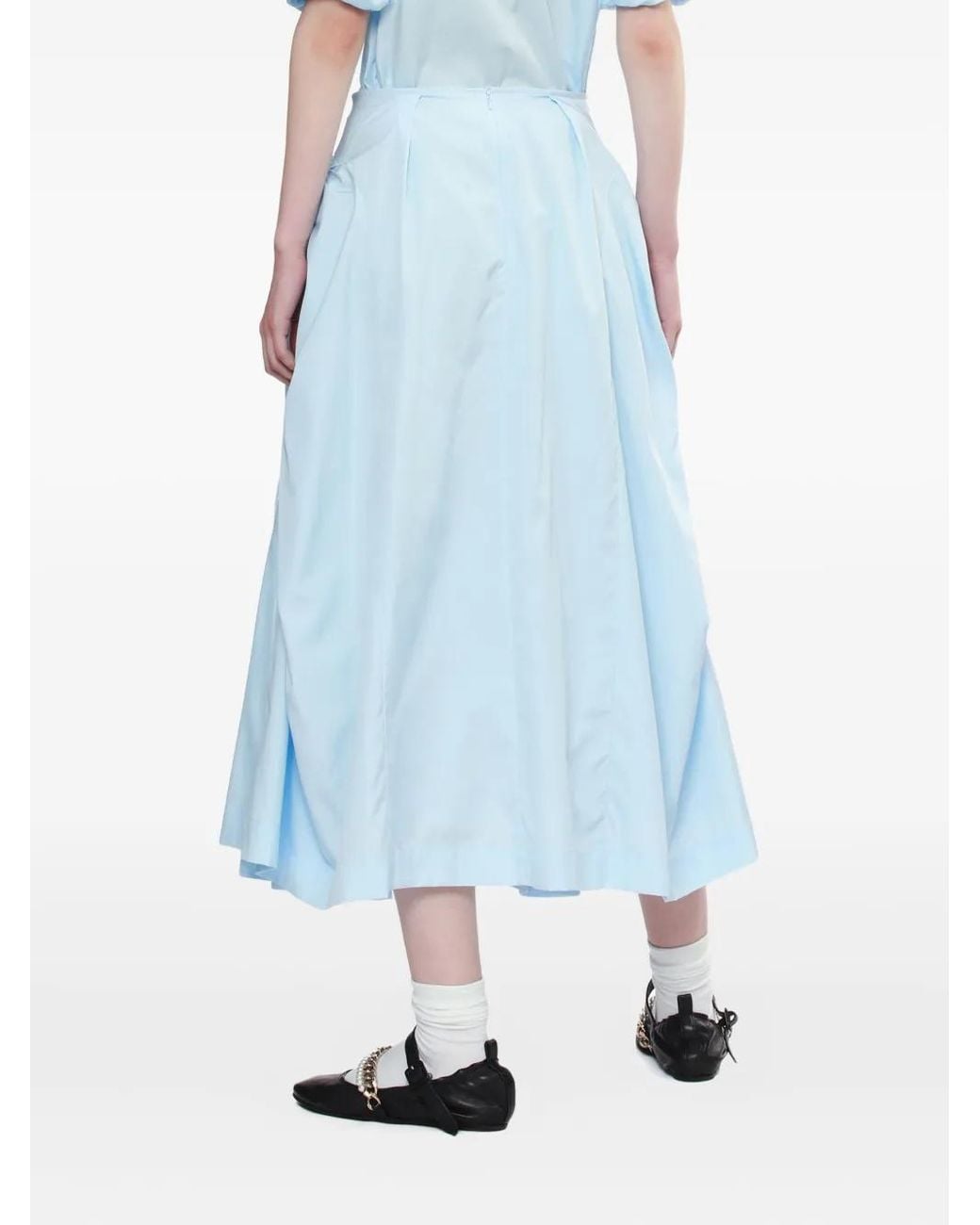 Simone Rocha Blue Pleated Panelled Midi Skirt
