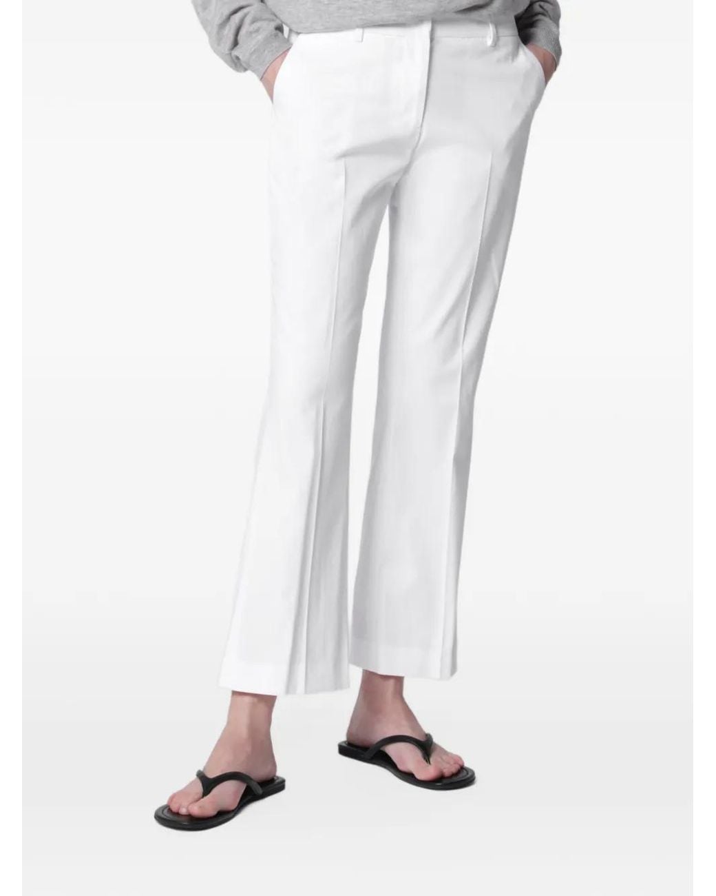 PT Torino White Flared Cotton Trousers