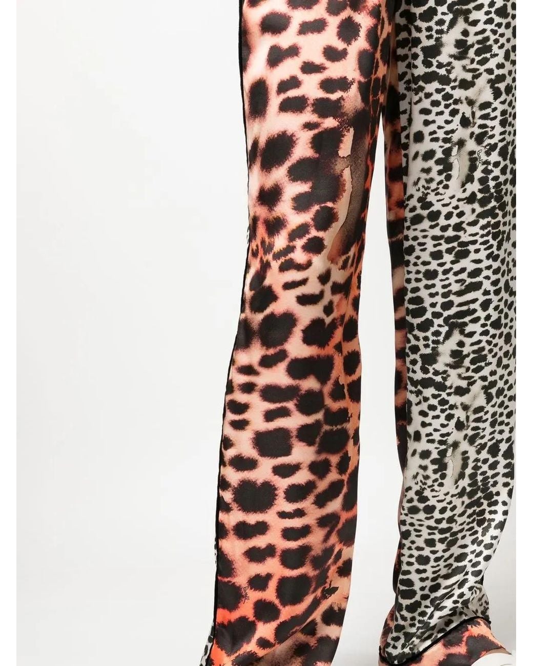 Roberto Cavalli Natural Leopard Print Panelled Trousers