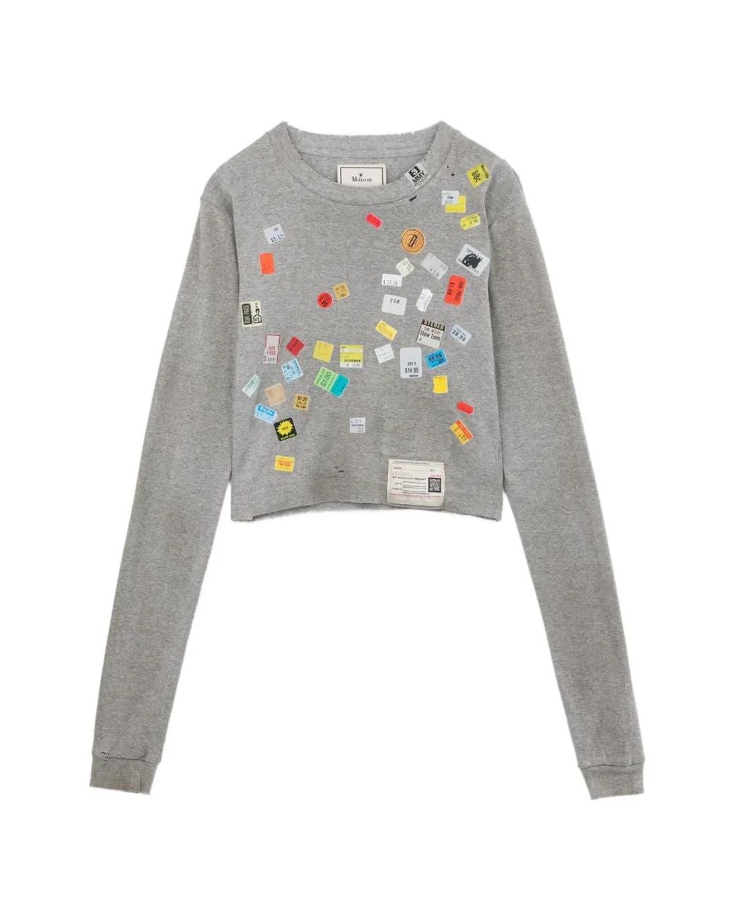 Maison Mihara Yasuhiro White Price-Tag Sticker Printed Crop T-Shirt