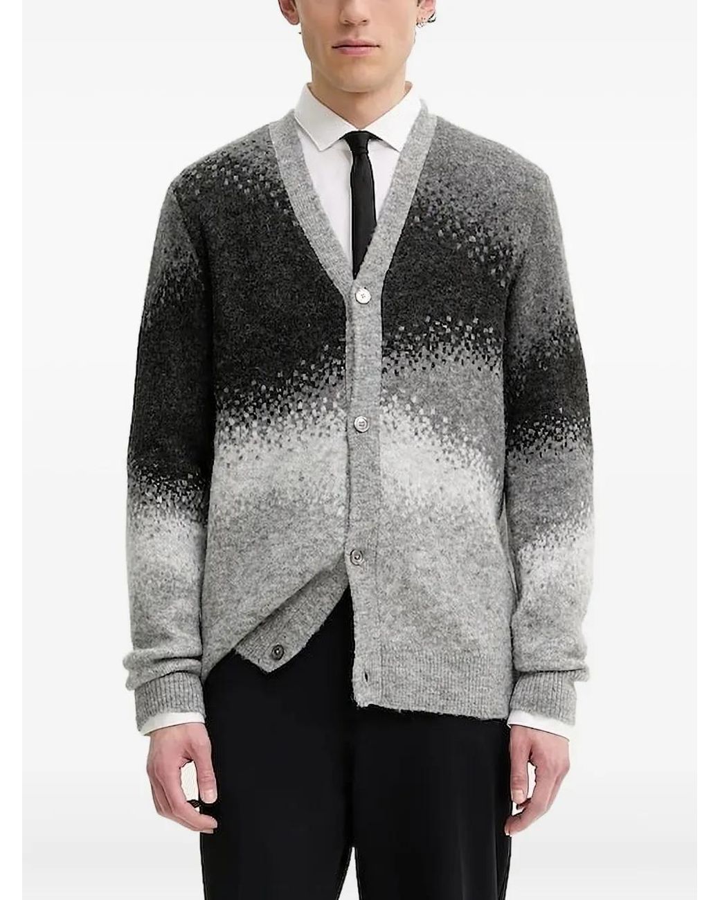 Desigual Gray Ombre Speckled Cardigan for men