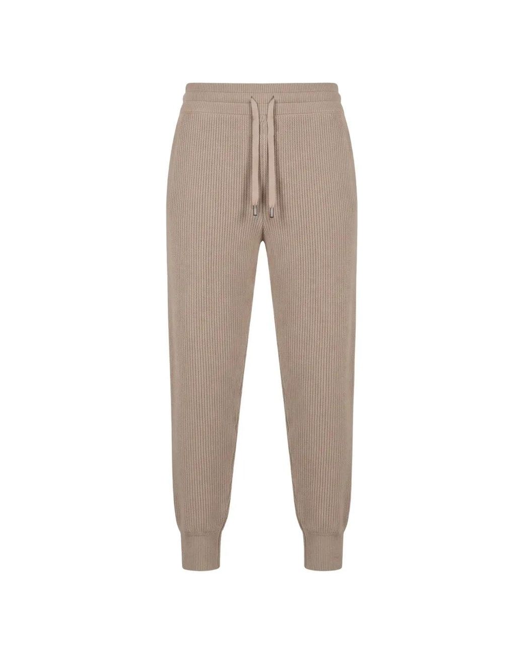 Moorer Natural Ribbed-Knit Track Pants