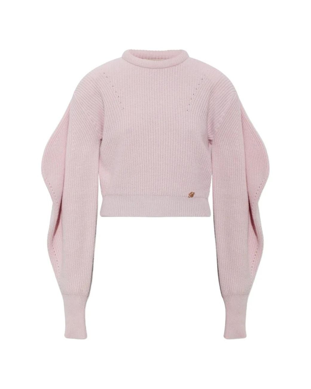 Blumarine Pink Padded-Shoulder Wool Sweater