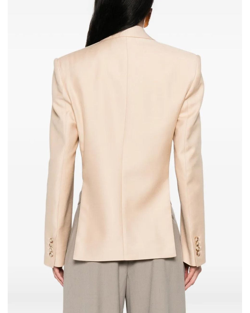 Stella McCartney Natural Double-Breasted Cut-Out Blazer