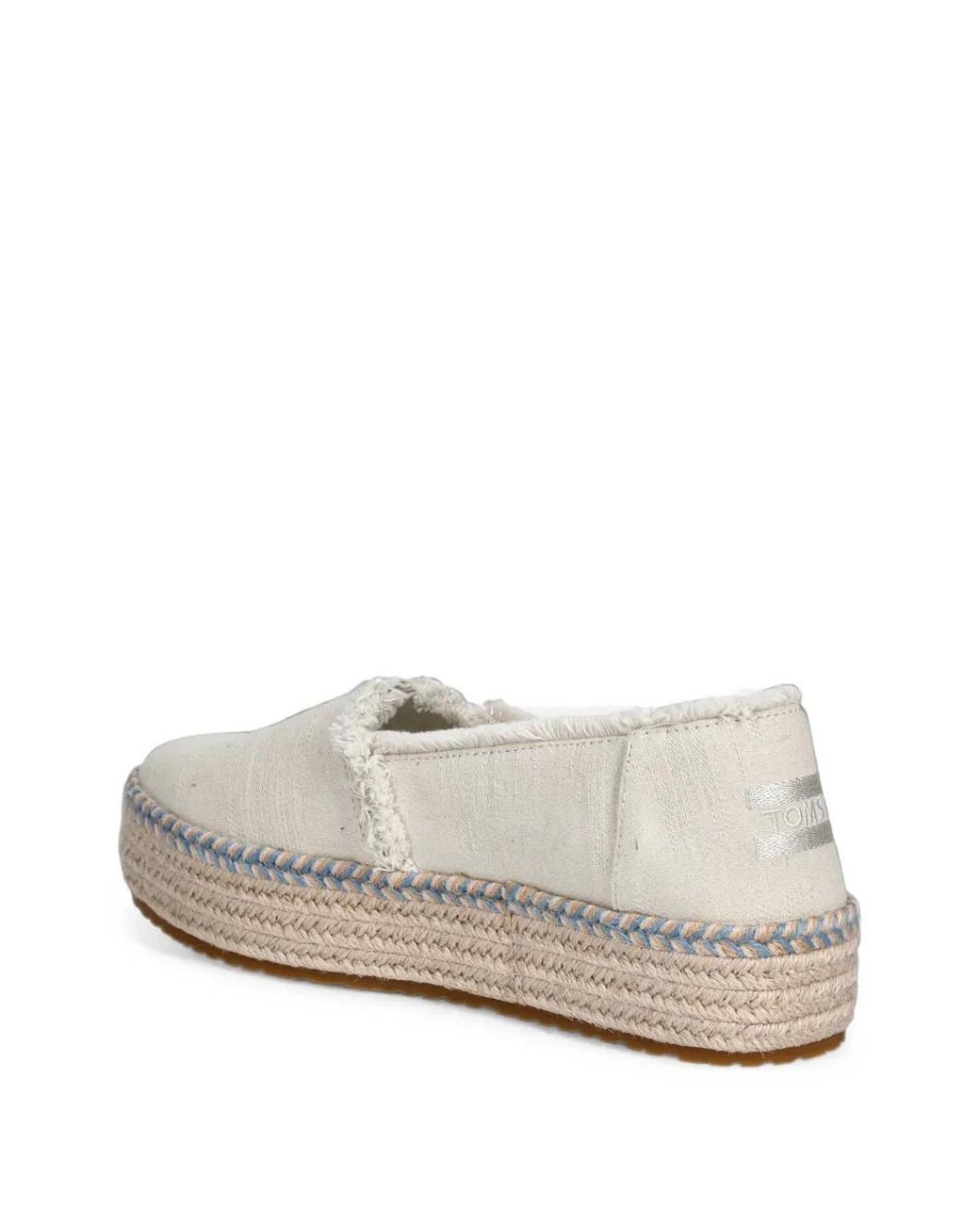TOMS White Valencia Frayed Platform Espadrilles