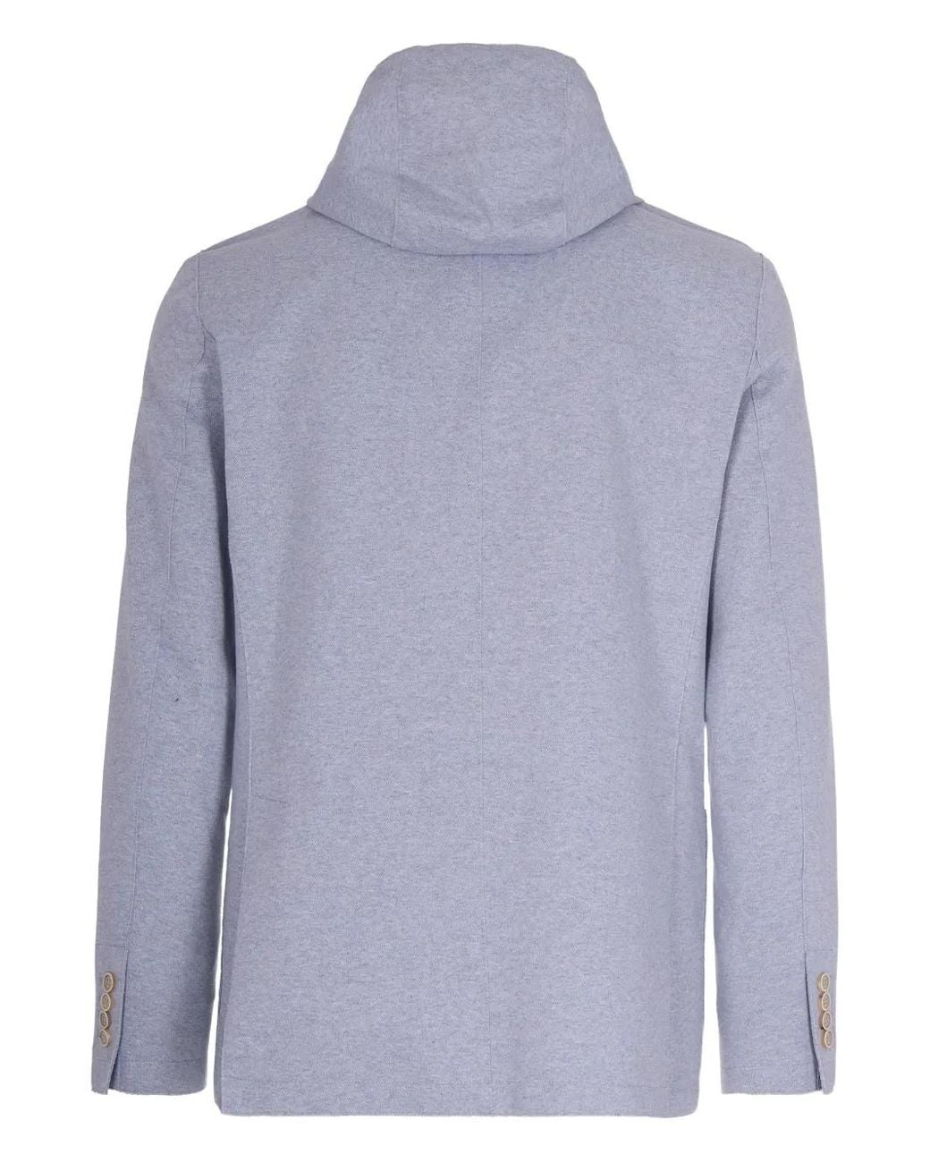 Eleventy Blue Hooded Cotton Jacket for men