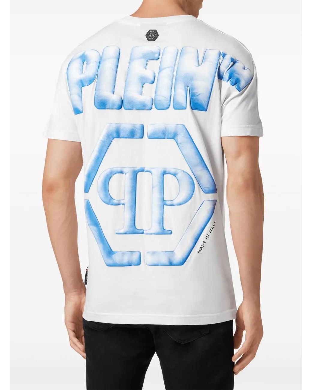 Philipp Plein Blue Ss Hexagon-Print Cotton T-Shirt for men
