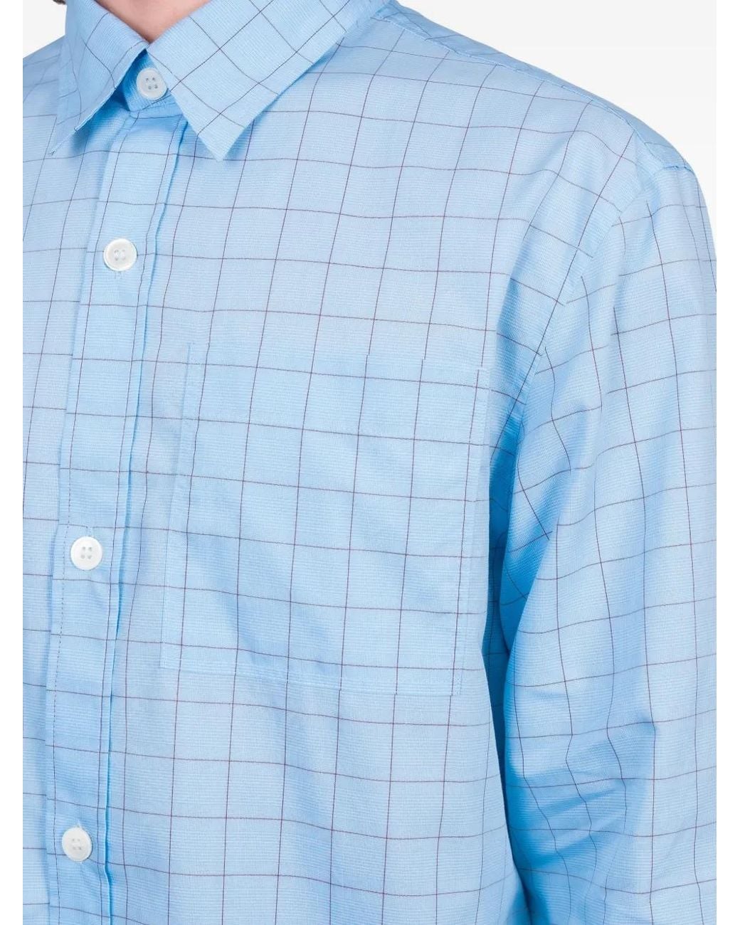 Another Aspect Blue Chemise À Carreaux for men