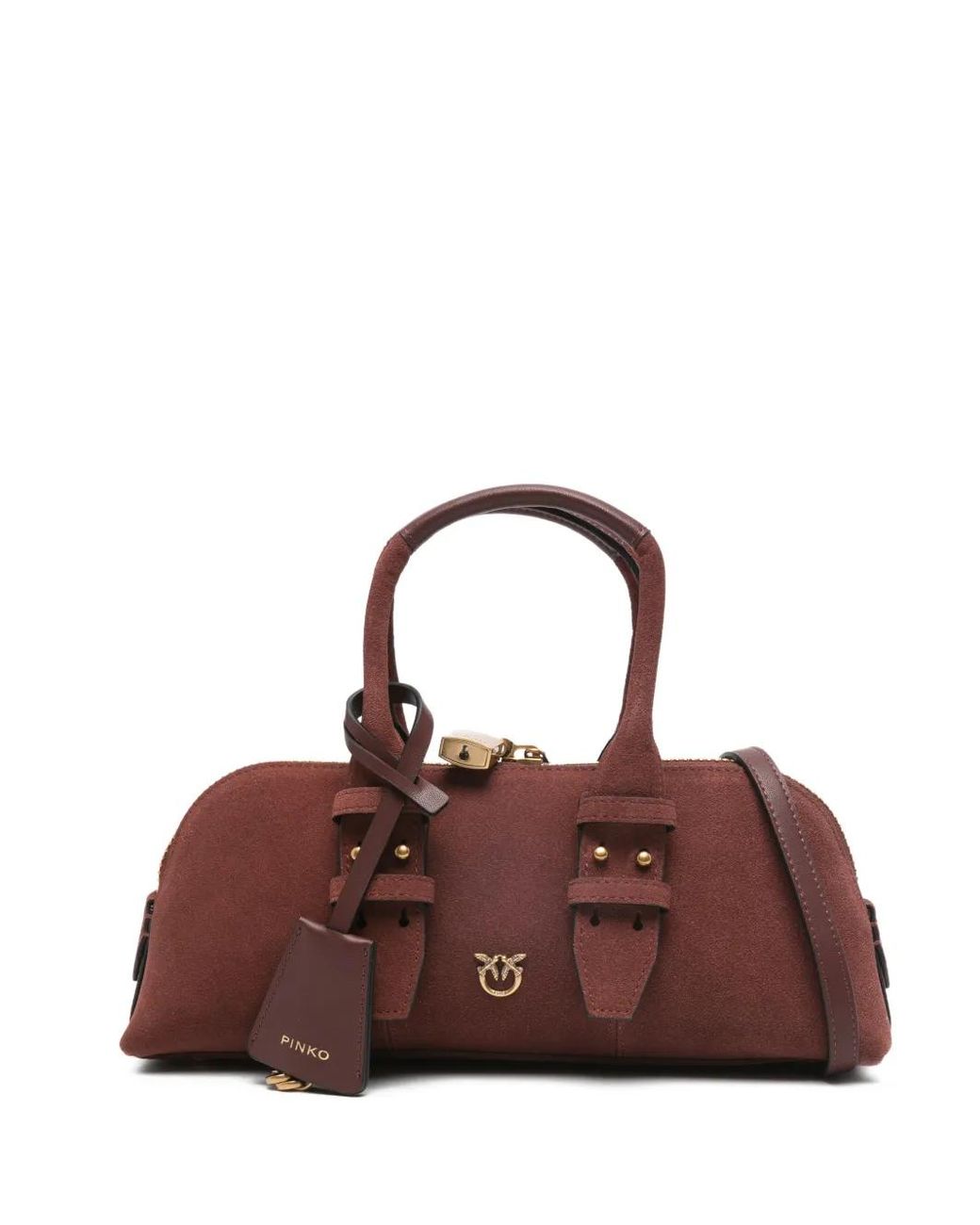 Pinko Brown Sac Cabas De Bowling En Daim