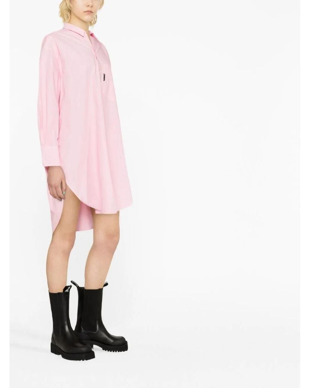 Palm Angels Pink Cotton Shirt Dress