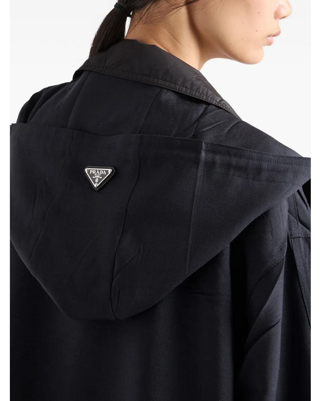 Prada Blue Single-Breasted Mohair And Re-Nylon Coat