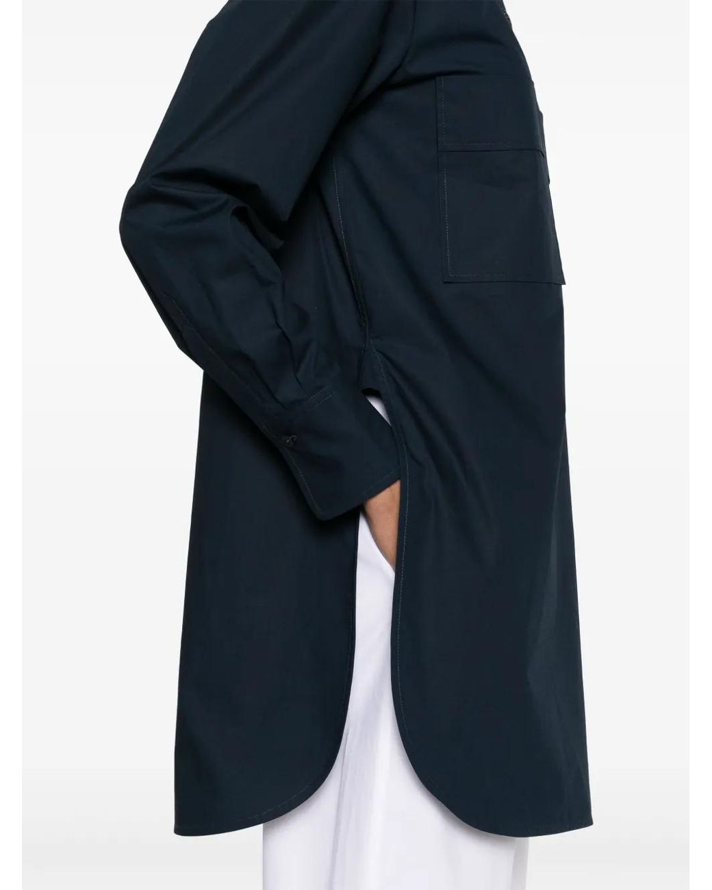 MODES GARMENTS Blue Side-Slit Poplin Shirt