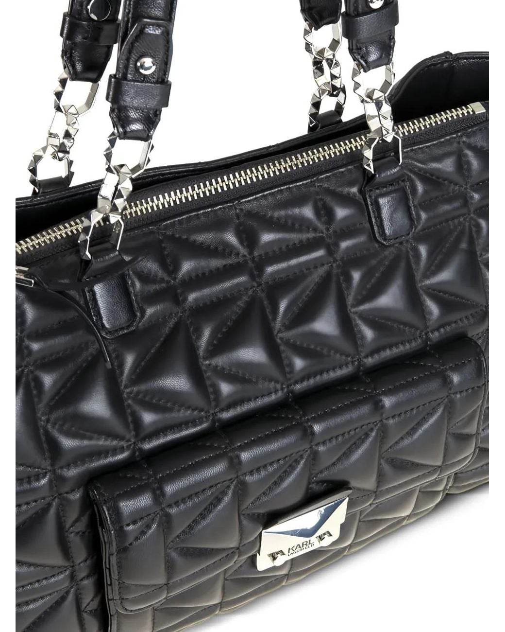 Karl Lagerfeld Black Quilted Leather Tote Bag