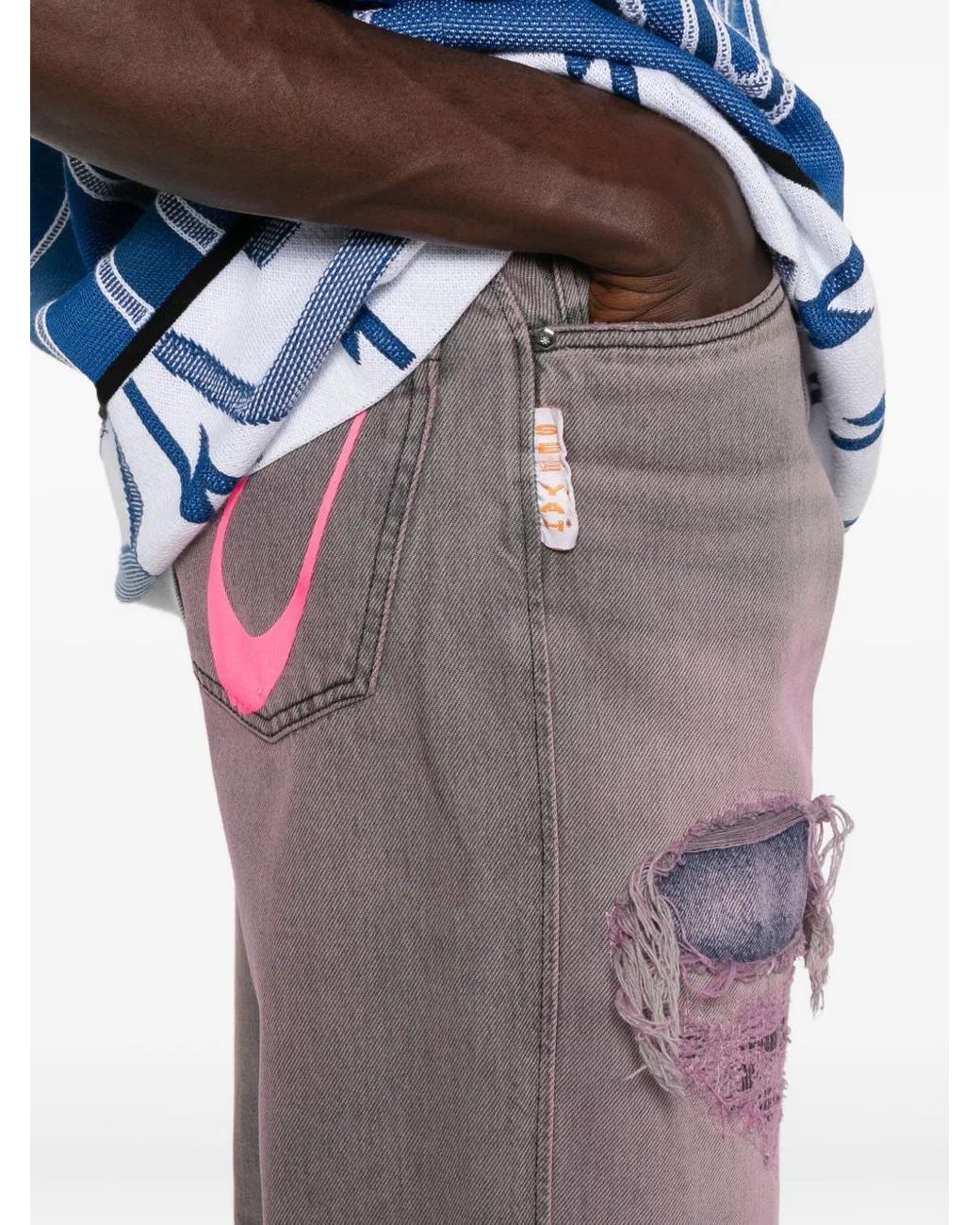 PDF Gray Distressed Frayed Jeans for men
