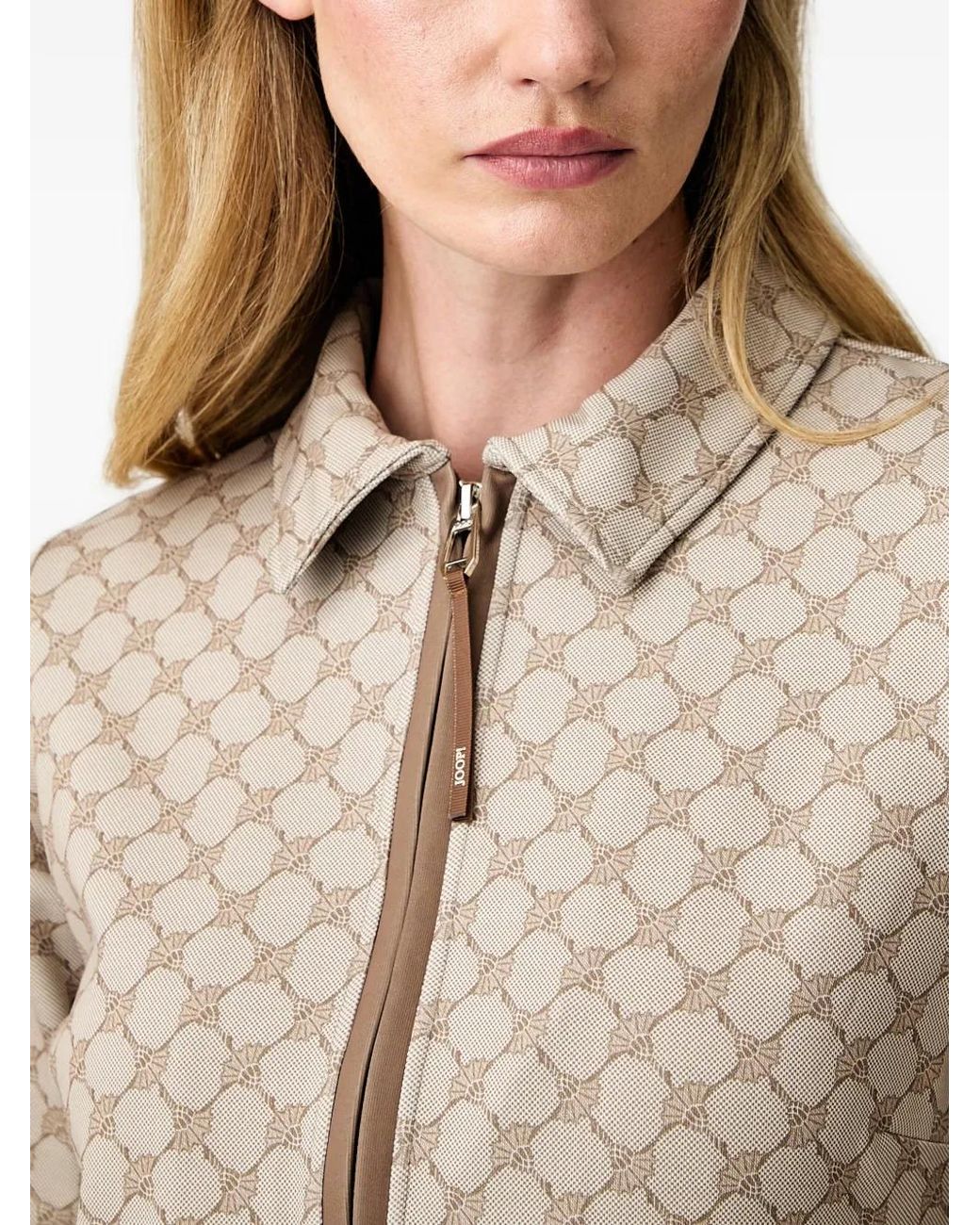 Joop! Natural Monogram-Print Drawstring-Waist Mini Dress