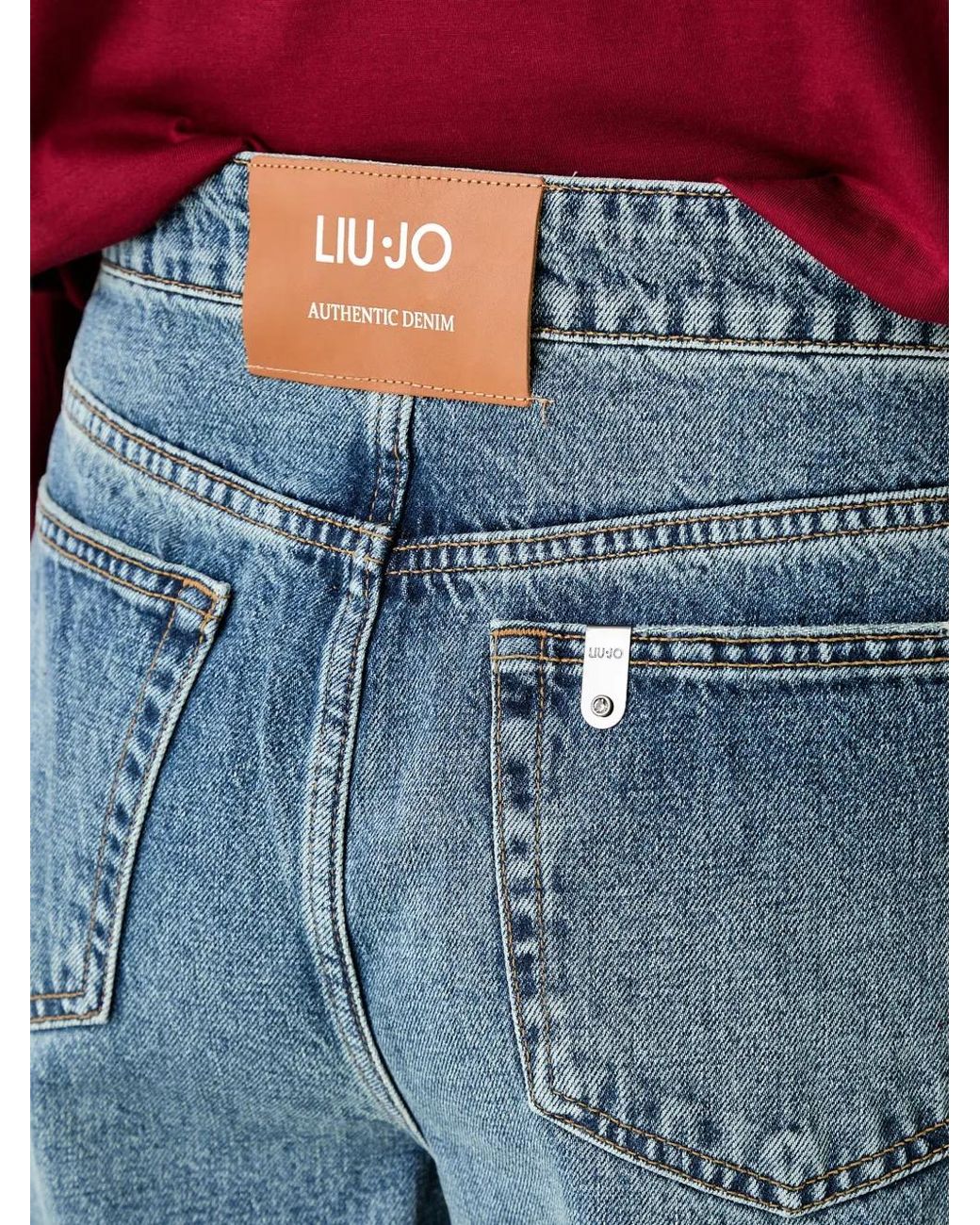 Liu Jo Blue Curved-Hem Barrel-Leg Jeans