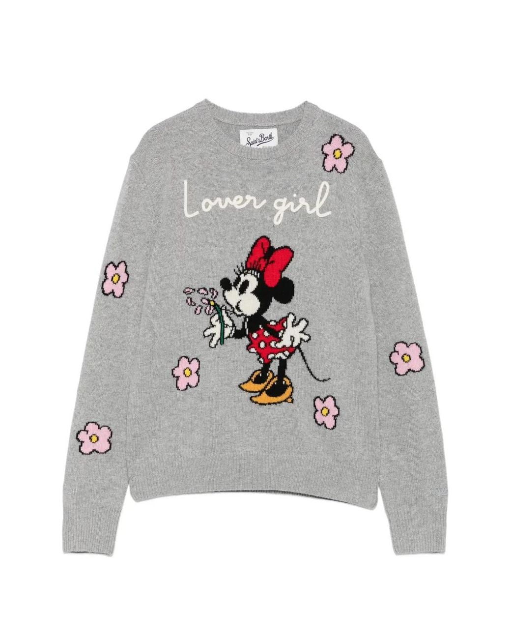 Mc2 Saint Barth Gray Pull Minnie Mouse En Maille Intarsia