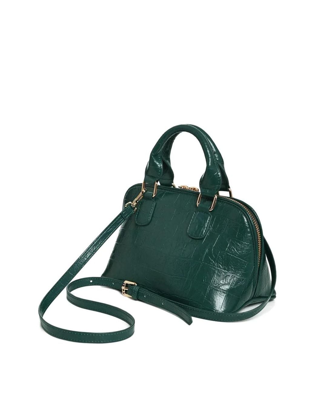 Essentiel Antwerp Green Croc-Effect Bowling Bag