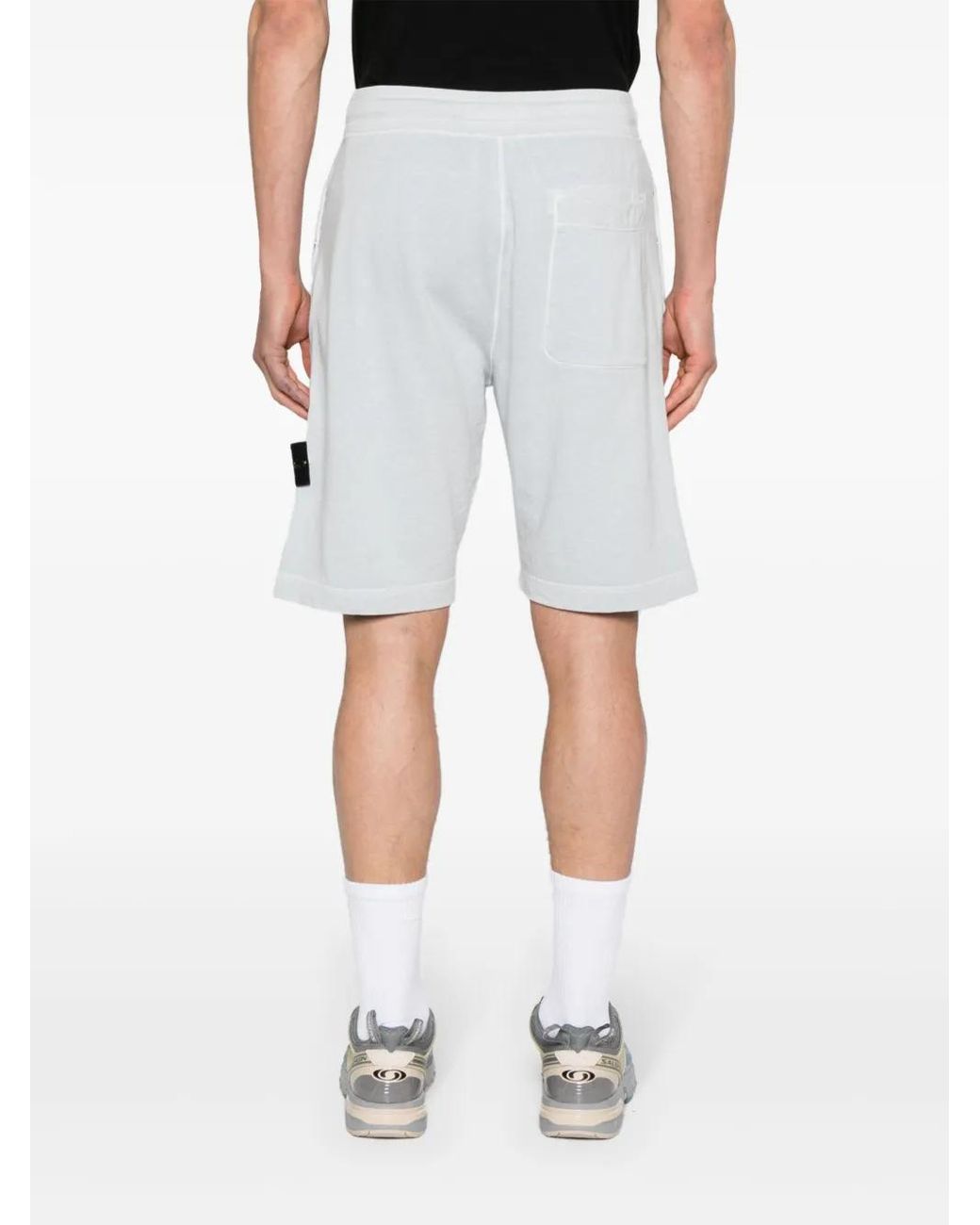 Stone Island Gray Compass-Badge Cotton Track Shorts for men