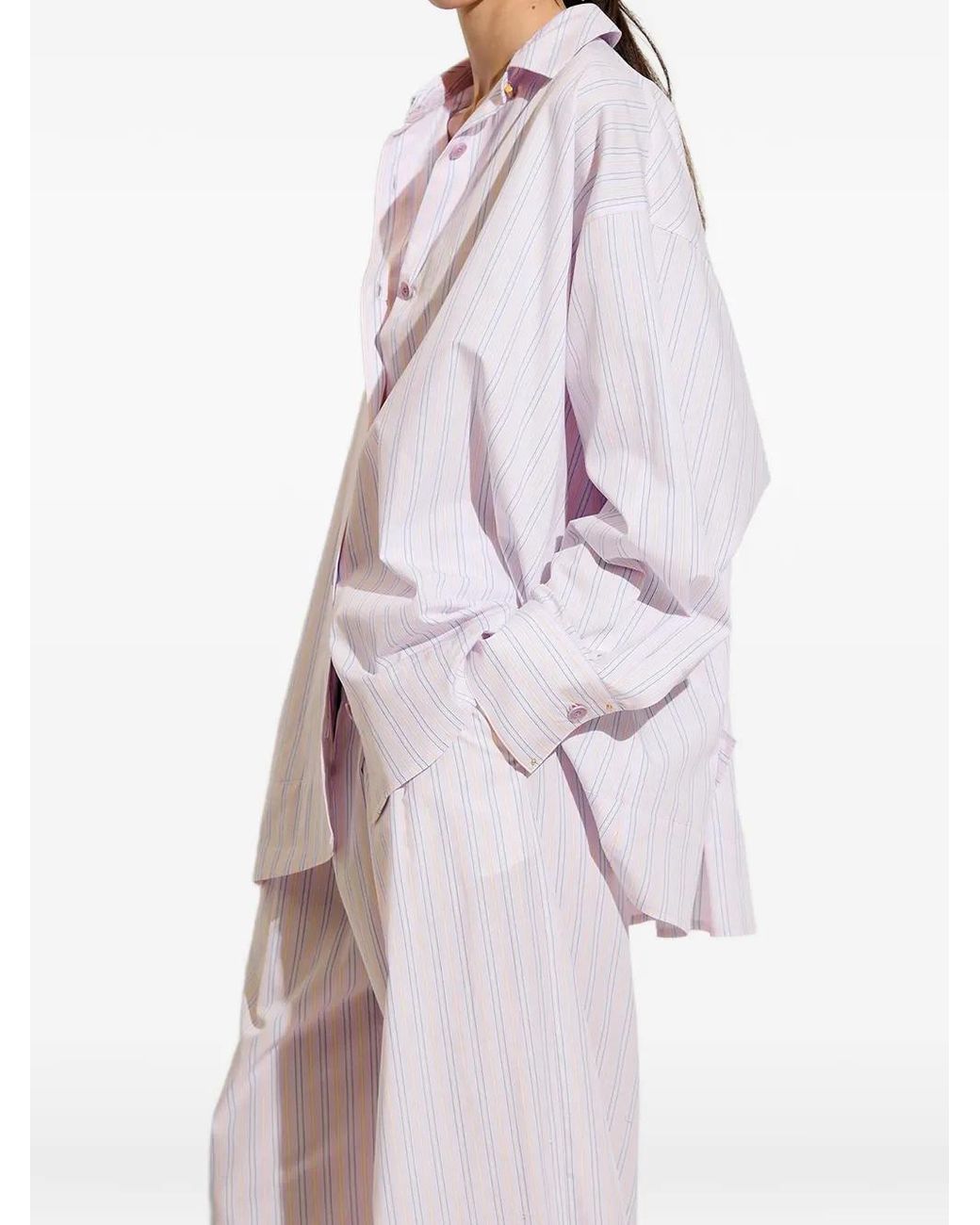 Sessun Purple Kojima Vertical-Stripe Shirt