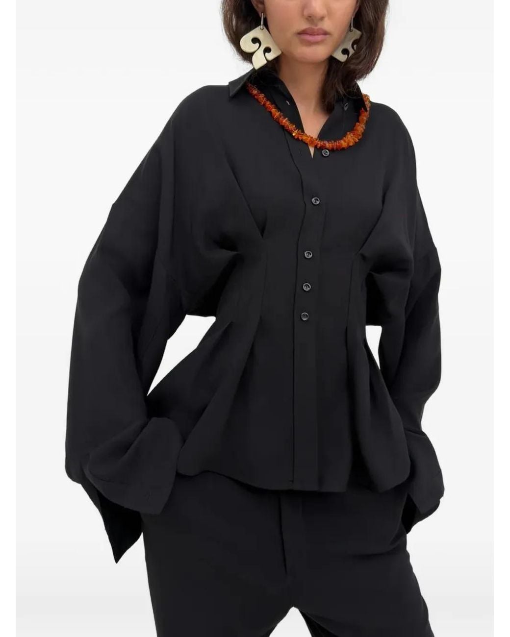 Rodebjer Black Apollo Cinched-Waist Shirt