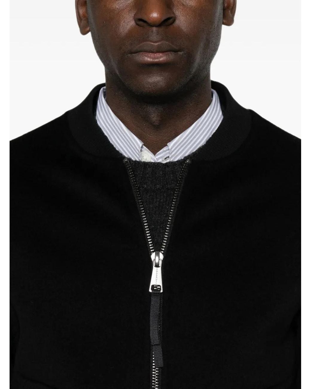 Amaranto Black Zip-Up Bomber Jacket for men