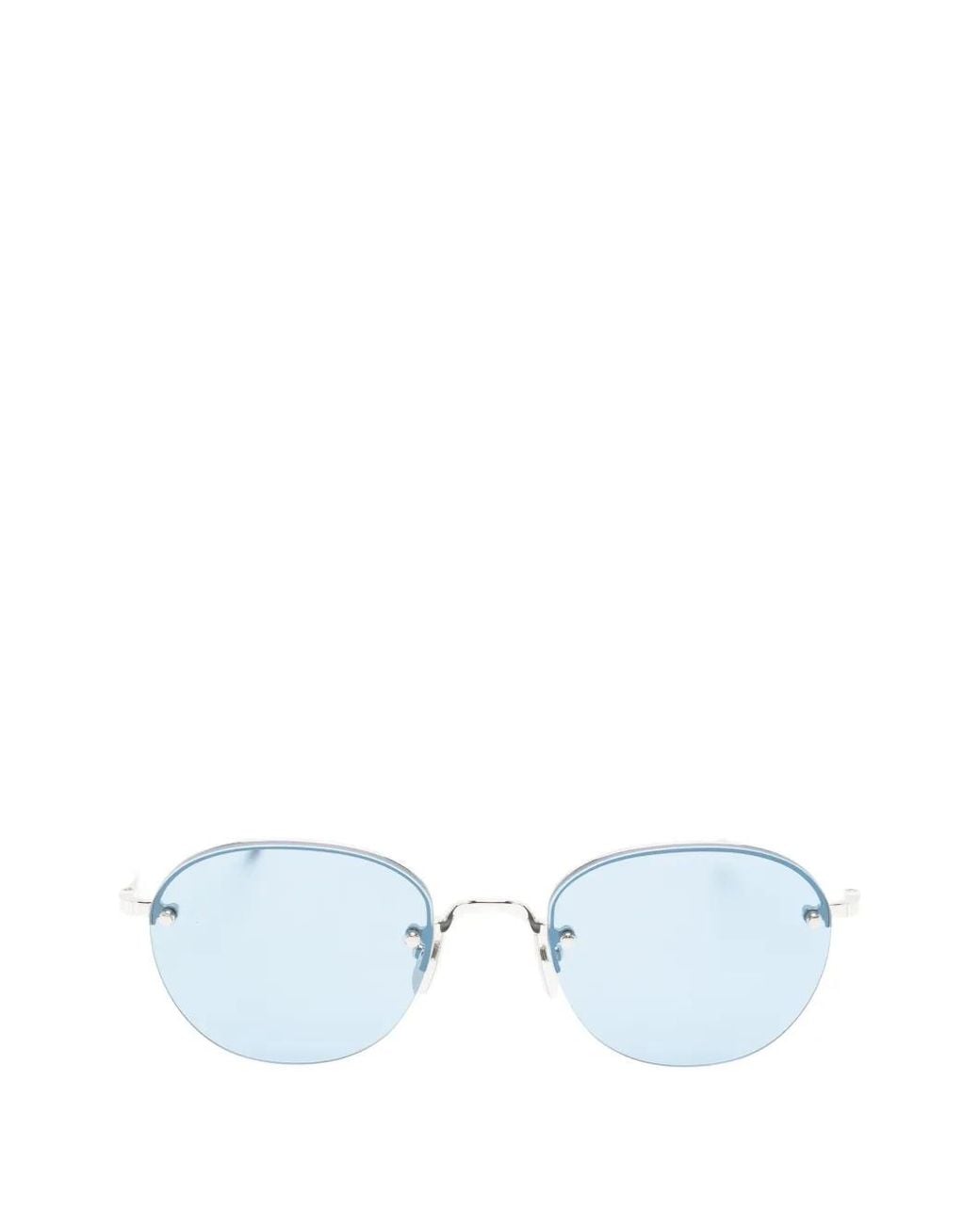 Thom Browne Blue Rimless Round-Frame Sunglasses