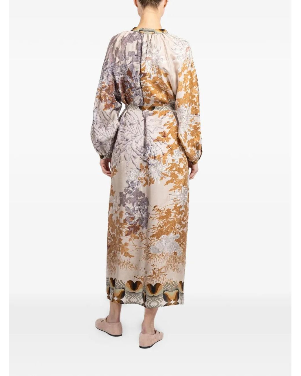 Pierre Louis Mascia White Aloe Floral-Print Long-Sleeve Dress