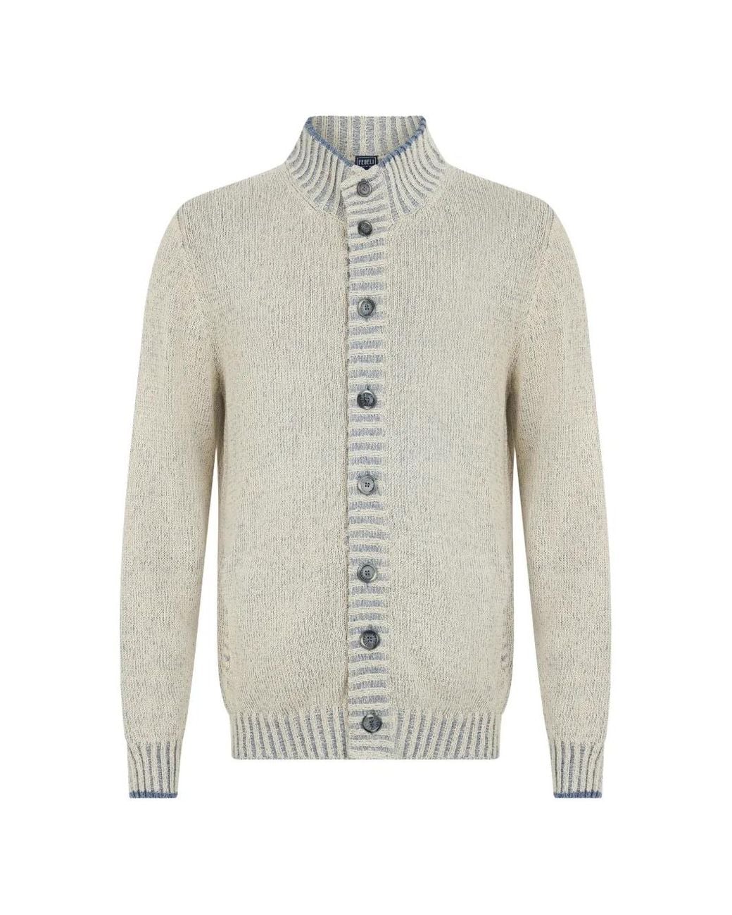 Fedeli Button-Up Vest Met Geribbelde Afwerking in het White voor heren