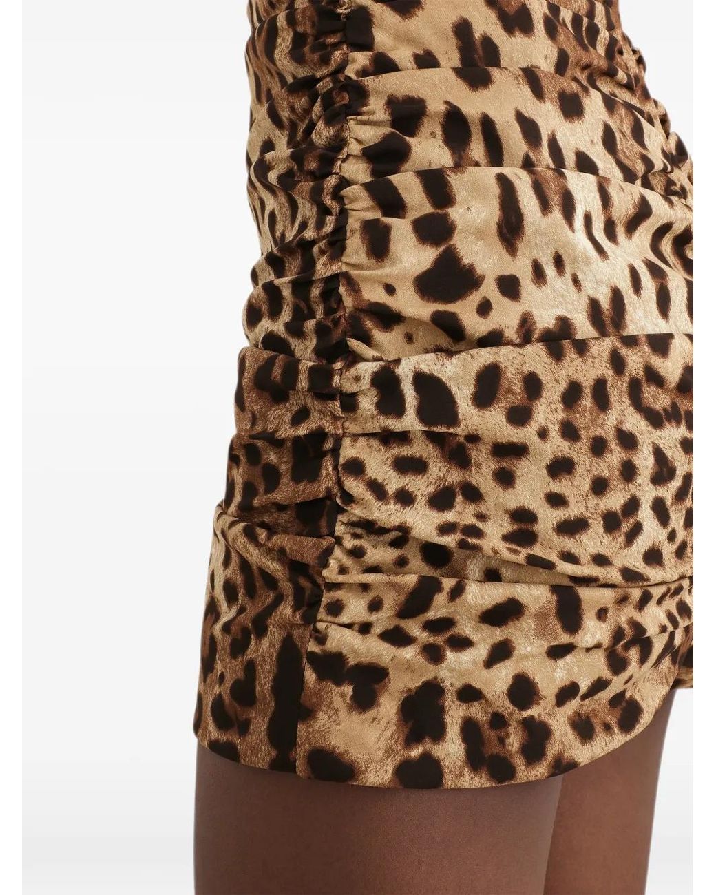 Dolce & Gabbana Natural Leo-Print Charmeuse Dress
