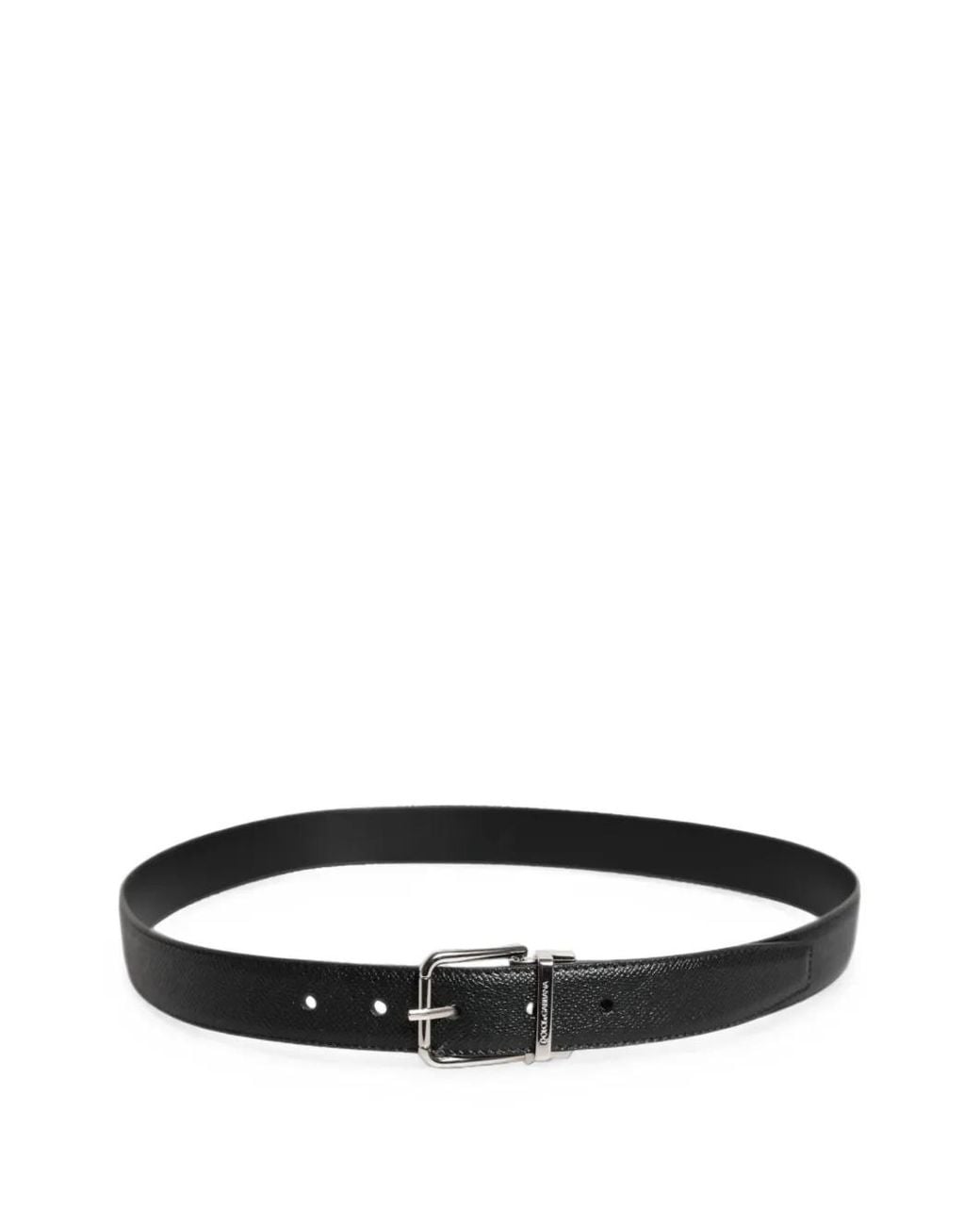 Dolce & Gabbana White Textured-Leather Buckle Belt for men