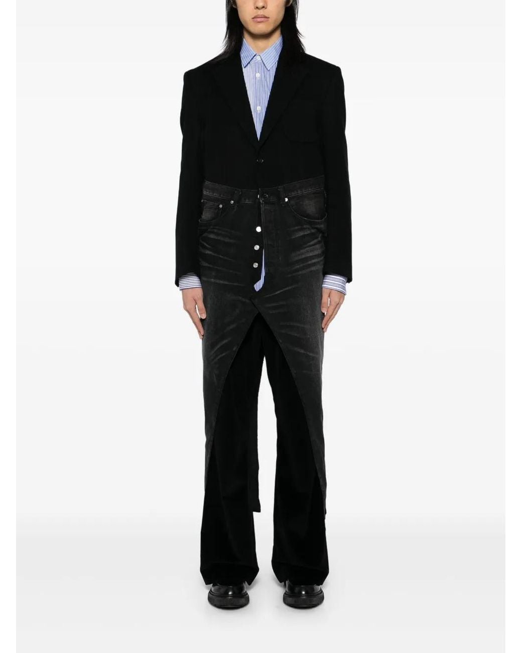 Junya Watanabe Black Patchwork Coat for men