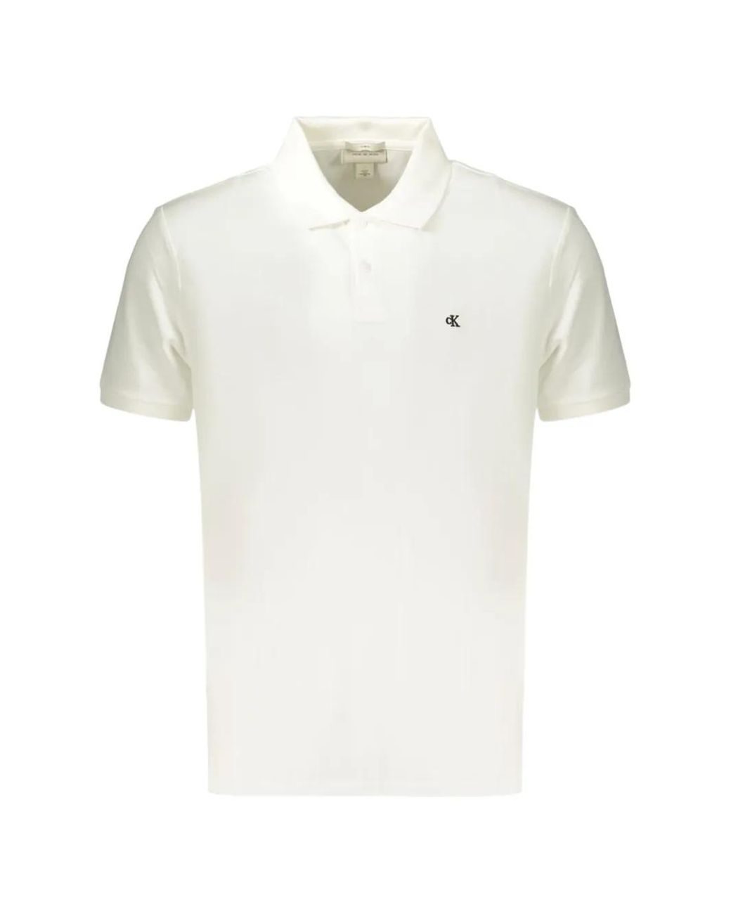 Calvin Klein White Logo-Embroidered Cotton Polo Shirt for men